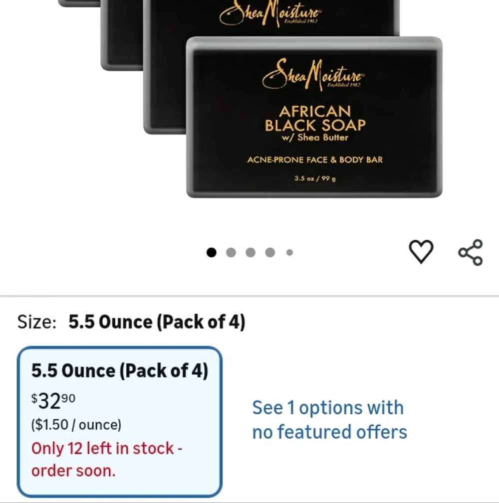 2pk Shea Moisture African Black Soap W/Shea Butter For Blemish Prone Oily Skin - Picture 2 of 12